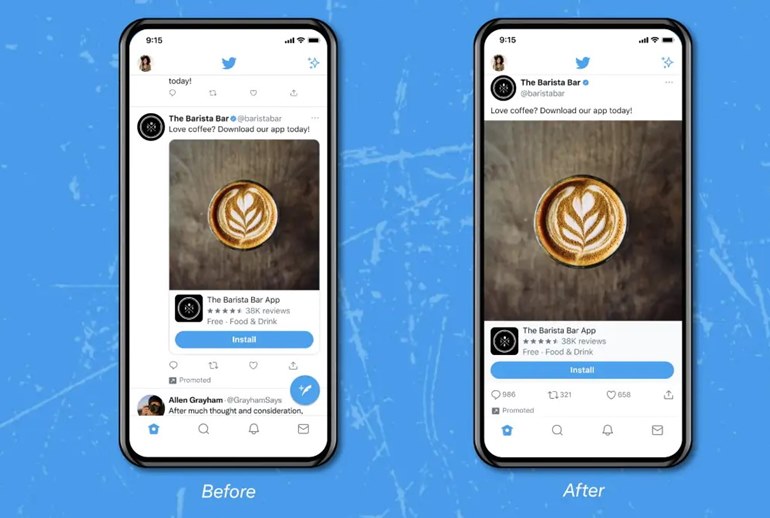 Картинка Twitter тестирует на iOS безрамочные посты