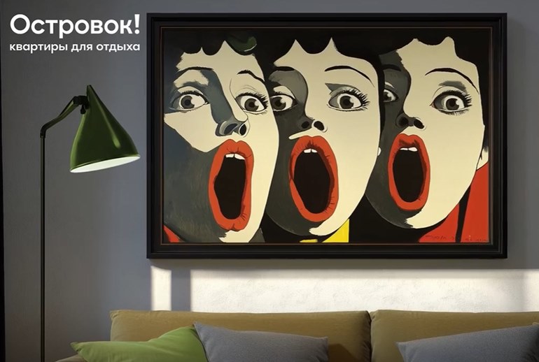 Картинка Картины на стенах спели протяжную «О» в рекламе «Островка»