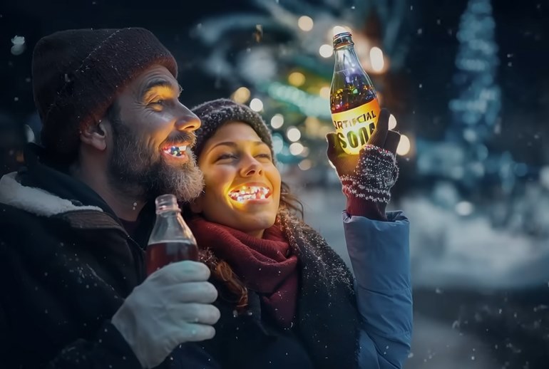 Картинка Zevia высмеяла созданную ИИ рекламу Coca-Cola