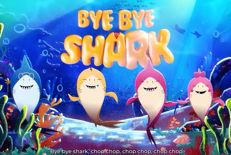 Картинка Baby Shark сказала акулам Bye Bye