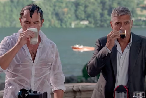 Картинка Джордж Клуни подшутил над Жаном Дюжарденом в новой рекламе Nespresso