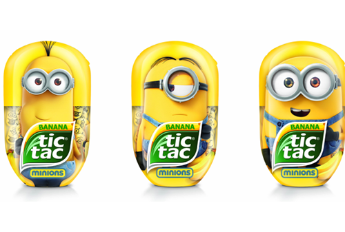 Картинка Новый Tic Tac Банан с изображениями миньонов Кевина, Стюарта и Боба