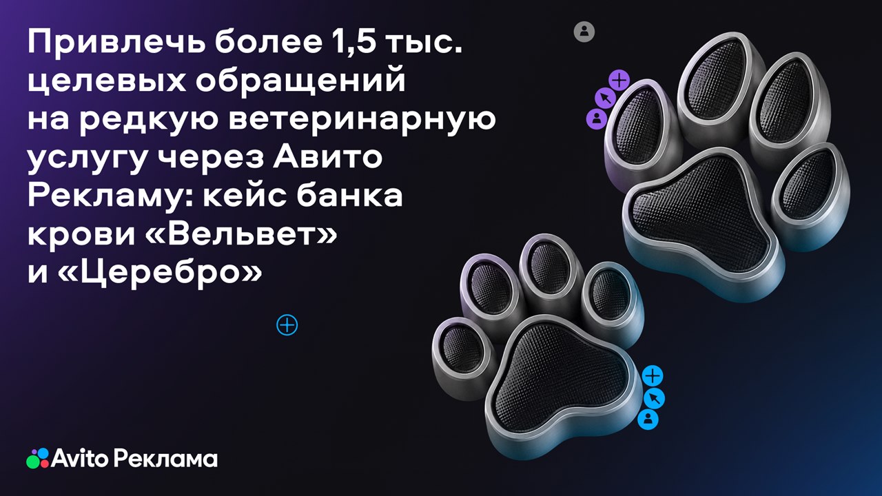 Картинка Кейс «Вельвет», «Церебро» и «Авито Реклама»: как привлечь более 1,5 тысячи целевых обращений за полгода на редкую ветеринарную услугу