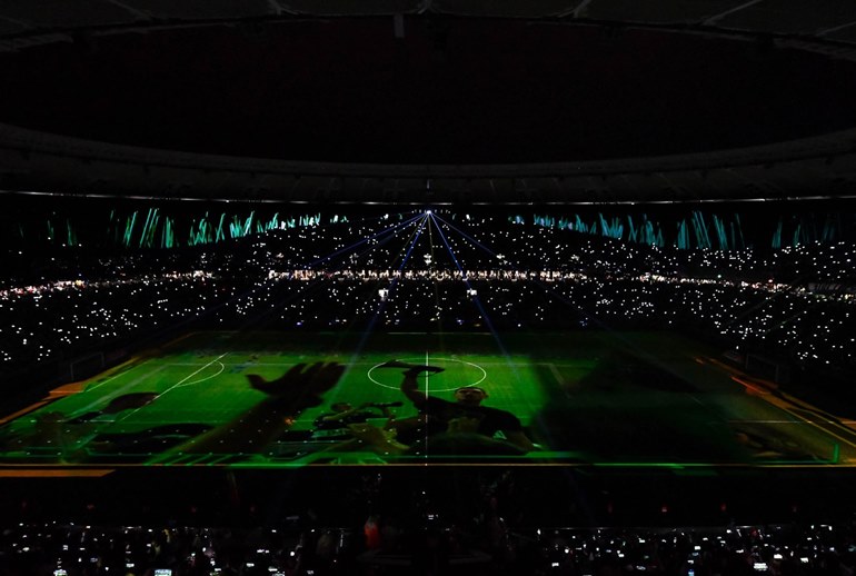 Картинка Winline показал световое шоу перед матчем в Краснодаре