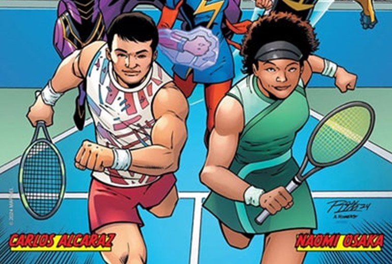 Картинка Теннисисты Карлос Алькарас и Наоми Осака появились в комиксе Marvel