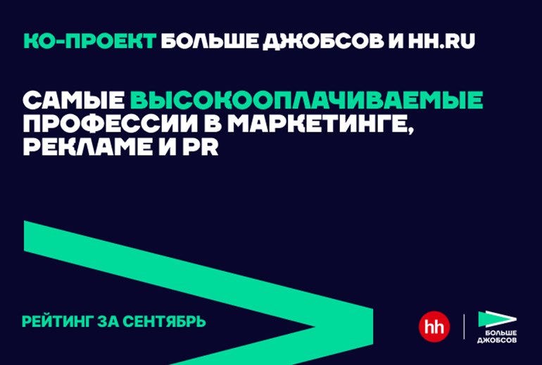 Картинка Топ-10 высокооплачиваемых вакансий сентября в рекламе, PR и маркетинге — подборка hh.ru и «Больше джобсов»