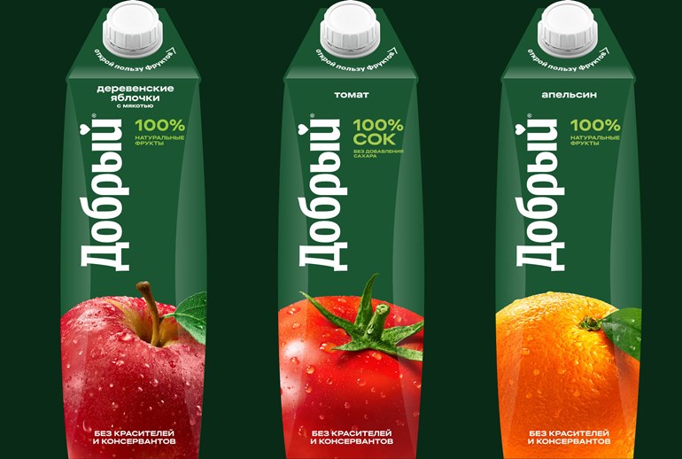 Картинка Студия Лебедева разработала новый дизайн упаковки соков «Добрый»