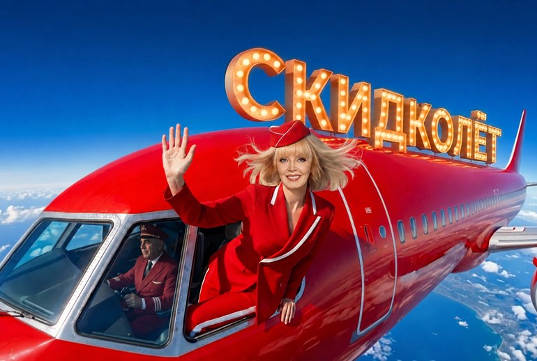 Картинка «М.Видео» посадил Йосю с Валерией в «Скидколет» и отправил в небо