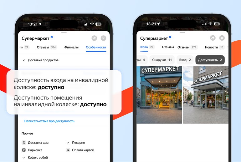 Картинка «Яндекс Карты» нанесли отметки о доступности входа для маломобильных людей