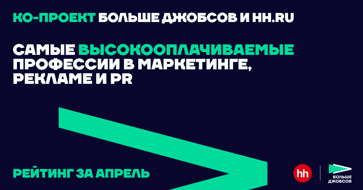 Топ-10 высокооплачиваемых вакансий апреля в рекламе, PR и маркетинге – подборка hh.ru и «Больше джобсов»