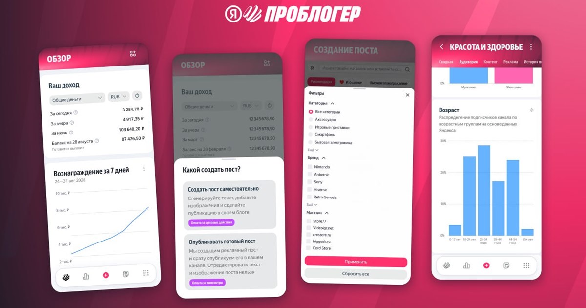 «Яндекс ПроБлогер» поможет креаторам управлять монетизацией на разных площадках