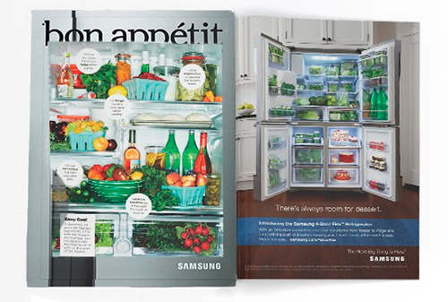 Картинка Журнал Bon Appétit заполнил обложку рекламой холодильника Samsung