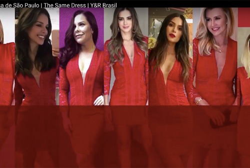 Картинка Ради рекламы донорства семь знаменитых красавиц надели одинаковые платья