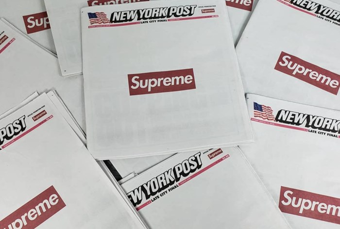 Картинка Реклама Supreme заняла всю первую полосу New York Post и увеличила стоимость газеты в 10 раз