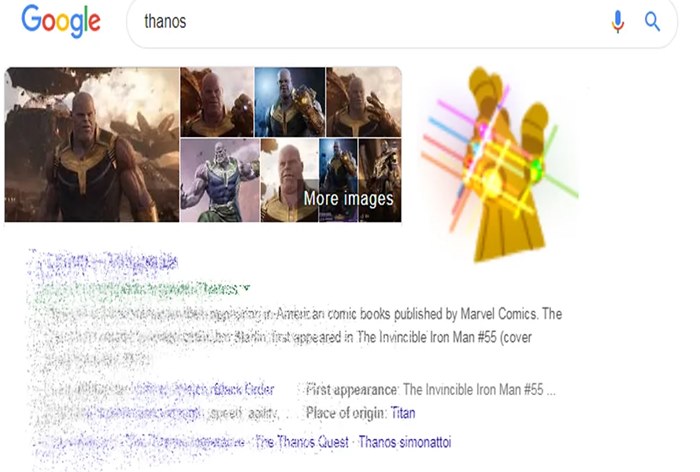 Картинка Перчатка Таноса стирает поисковые запросы в Google